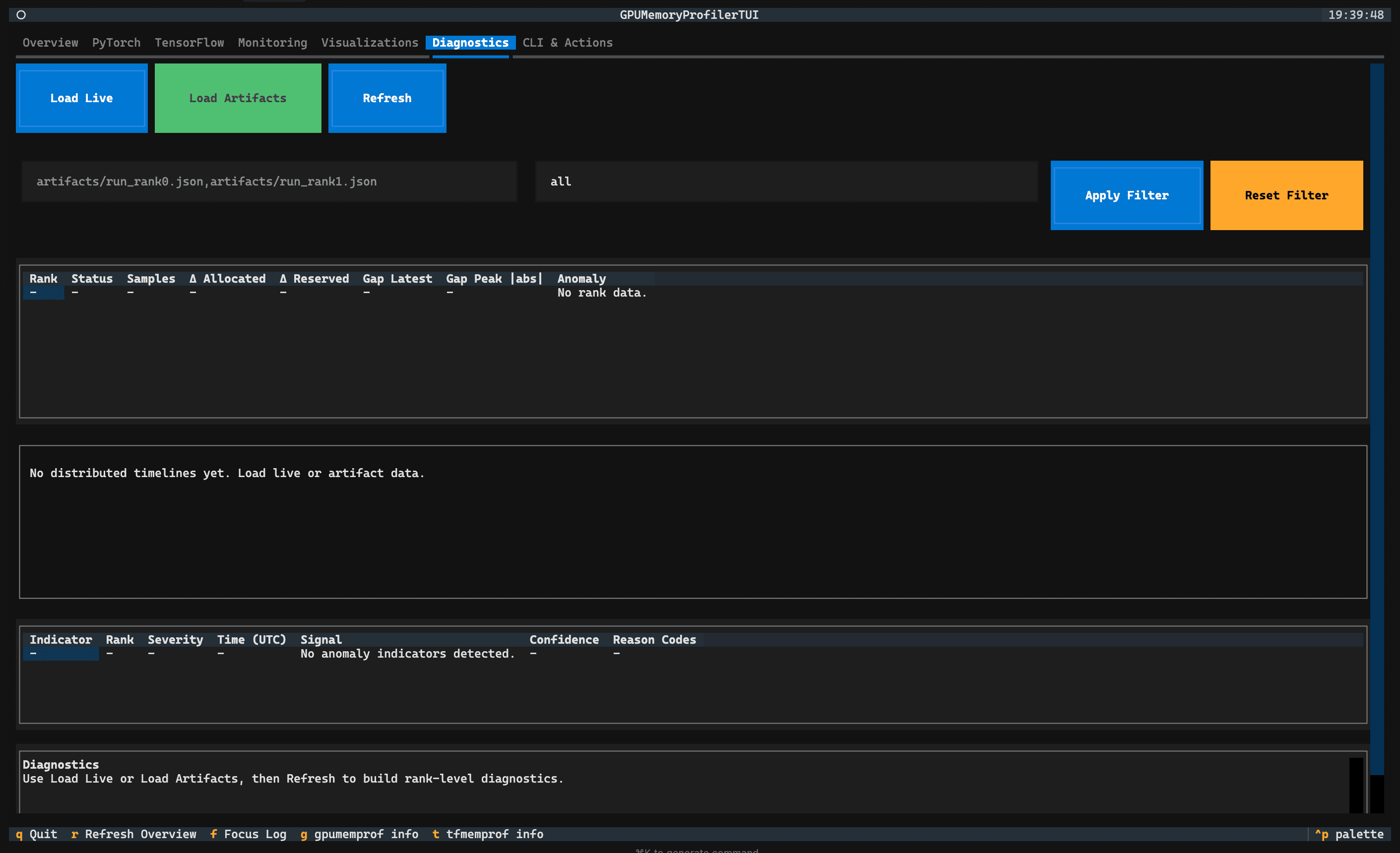 Stormlog diagnostics view